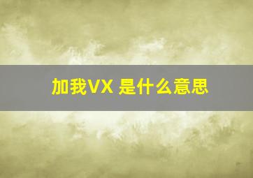 加我VX 是什么意思